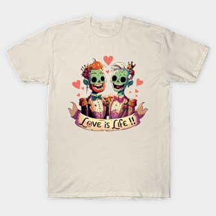 Love is life! Zombie prom gay couple T-Shirt